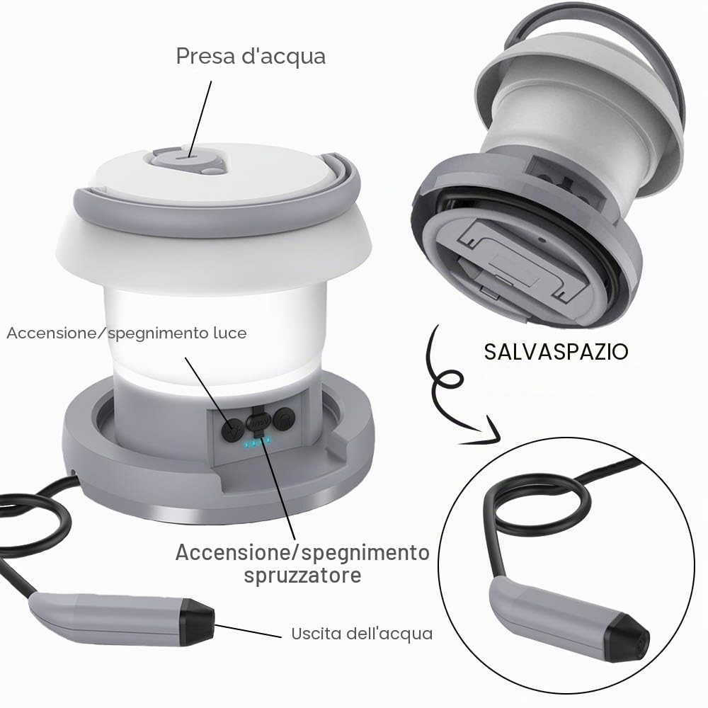 Bidet Elettrico Portatile da Campeggio Ricaricabile Con Luce, Lanterna, per Disabilità, Ospedali, Anziani, Bambini, Escursionismo, Pesca (2 in 1 +