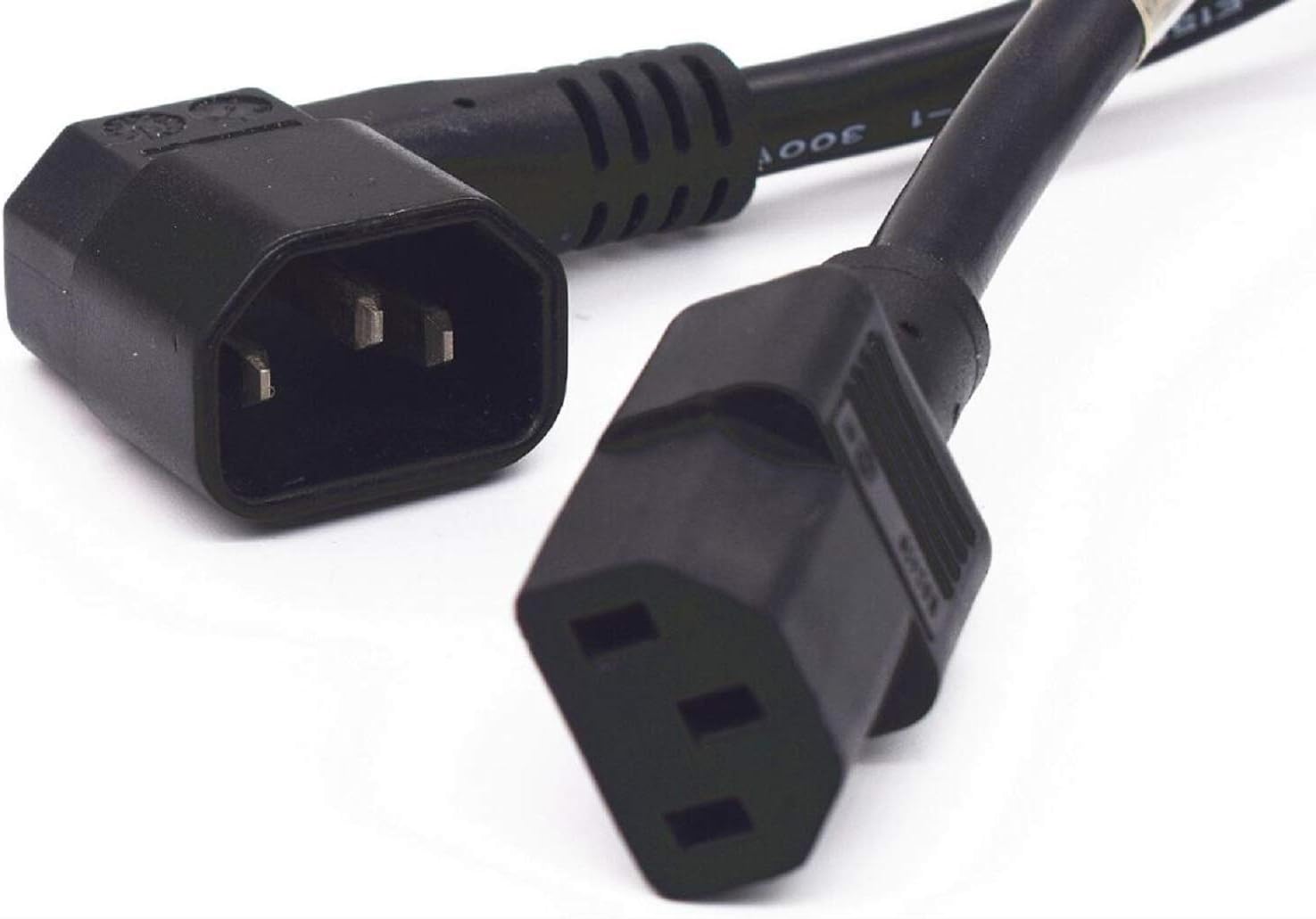 Toptekits C13 C14 Cable Short Power Cord,IEC 320 C13 Female to 90 Degree Angle C14 Male UPS Power Supply Computer Extension Cord Replacement,Elbow Plug PDU Power Cord Right Angle IEC Cable (3.3ft/1m)