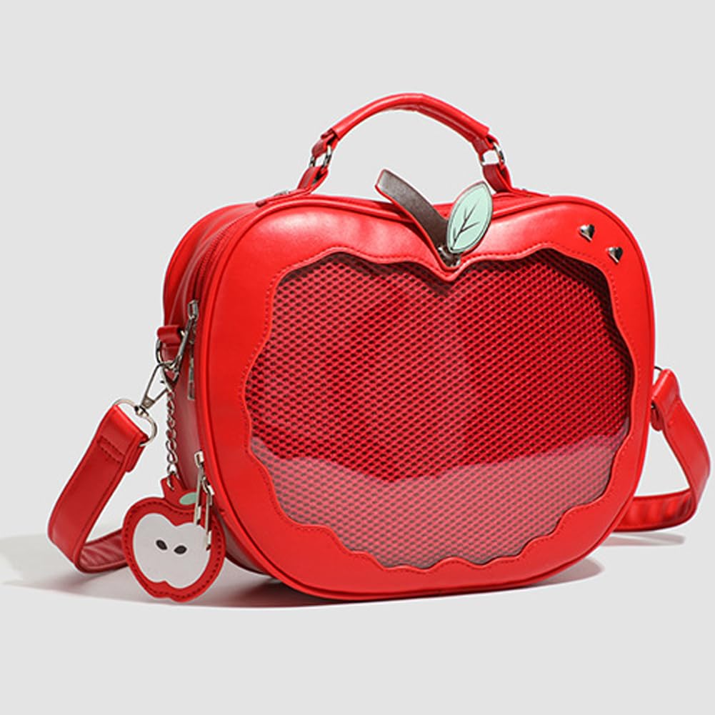 Jabłka kształt Ita torba ekspozycyjna torba crossbody plecak ze skóry PU urocza torebka crossbody wyświetlacz przezroczysta torba na ramię Y2k urocza torebka