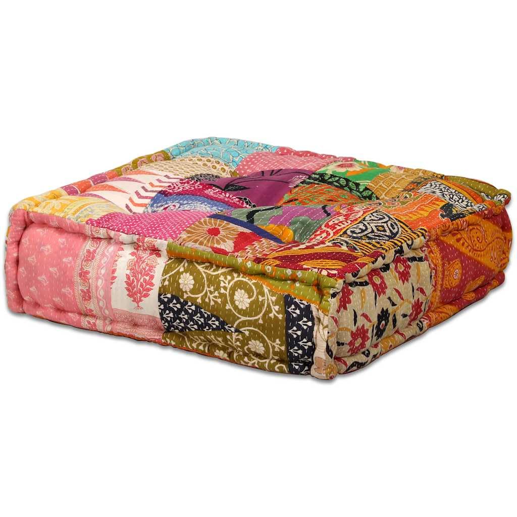 vidaXL Pouf Modulare 2 Posti Tessuto Patchwork Divanetto Sofà Divano Salone