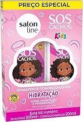 Salon Line, Kit Shampoo e Condicionador, S.O.S Cachos Kids, Hidratação, Vegano - Para Cabelos Ondulados, Cacheados e Crespos, 2 Unidades