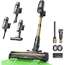 Proscenic P15+ Aspirapolvere Senza Fili 70Min, 55Kpa, 600W Scopa Elettrica Senza Fili Potente Autonomia Asta Telescopica Regolabile Design Autoportante Tecnologia GreenEye per Pavimenti e Tappeti