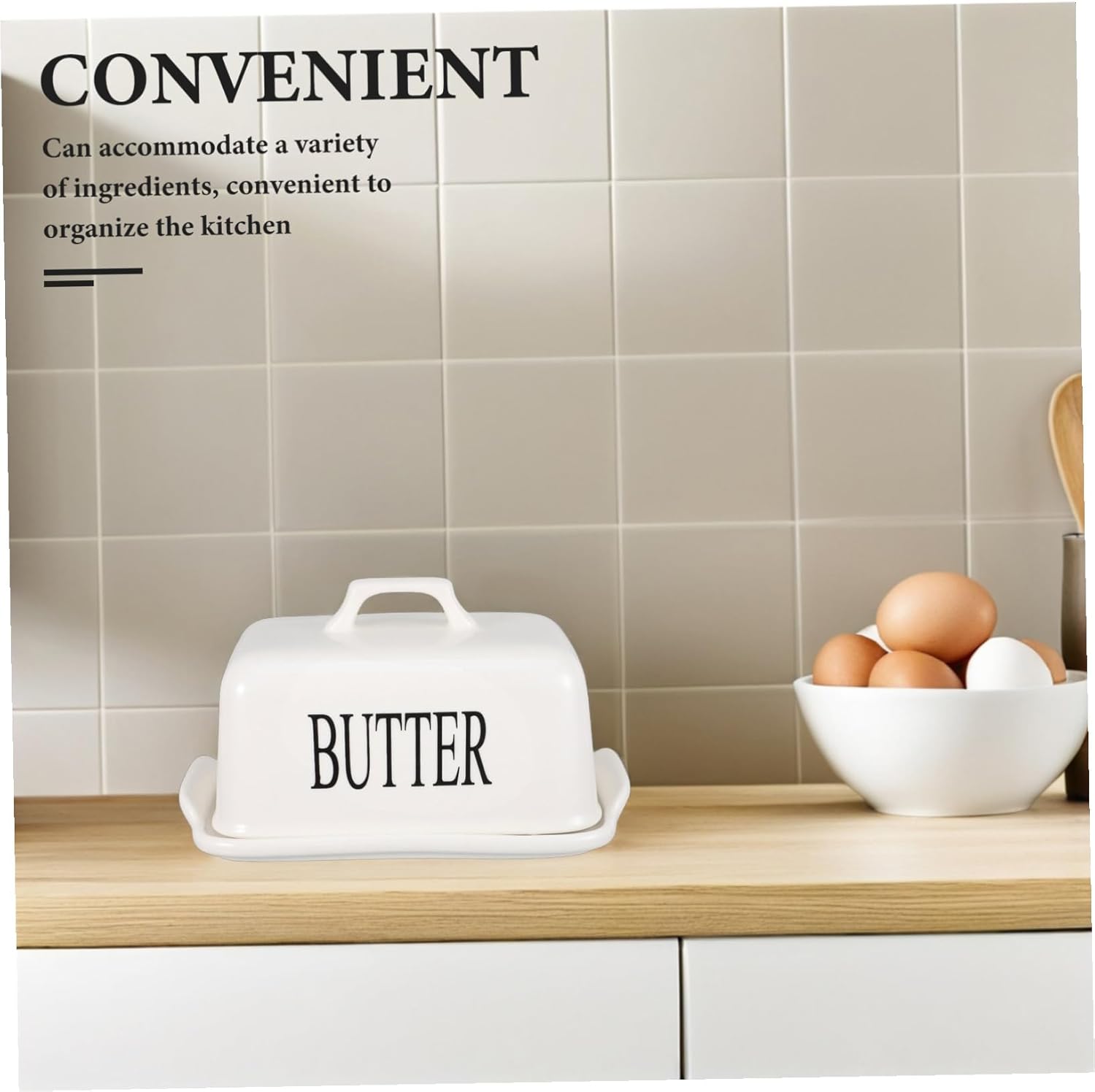 Wide Ceramic Butter Dish with Airtight Lid for Extended Freshness Large Capacity Counter Holder for Butter and Cheese Storage Elegant Kitchen Tray for Organization and Dining