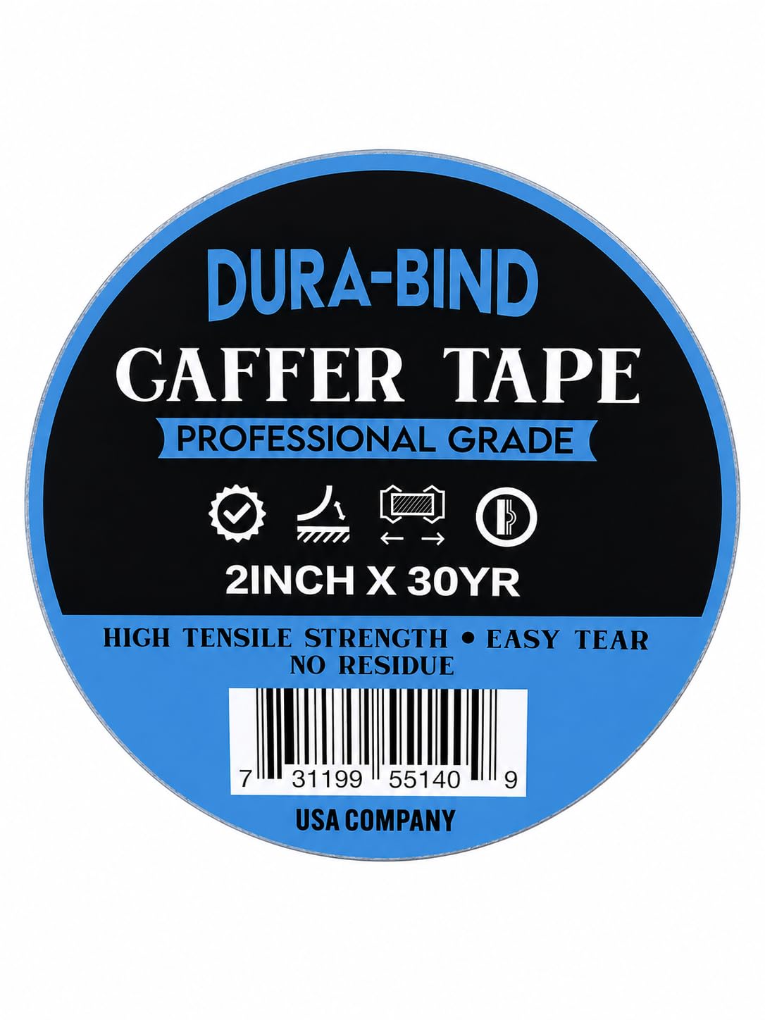 Gaffer's Tape, Premium Matte Black Cloth Tape, for Floor & Wall, No Residue. Pro Non-Reflective Fabric Gaff Tape for Cords, Cables, etc.