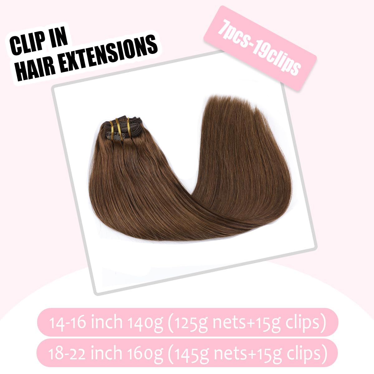 SURNEL Extensiones Clip Pelo Natural 100g 35cm 6 Piezas Castaño Chocolate Extensiones De Clip De Humano Real Extensiones Pelo Natural Remy (C#4-35cm) — view 44