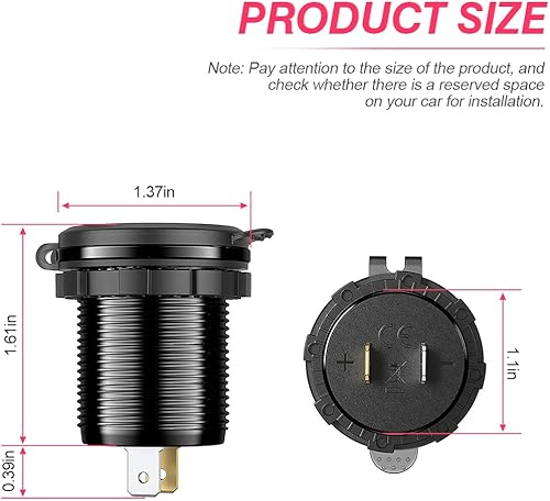 Miniatura 2 de Divisor de enchufe para encendedor de cigarrillos de 12 V con doble QC 3.0 USB, adaptador de salida de cargador de coche con LED, arnés de prueba de