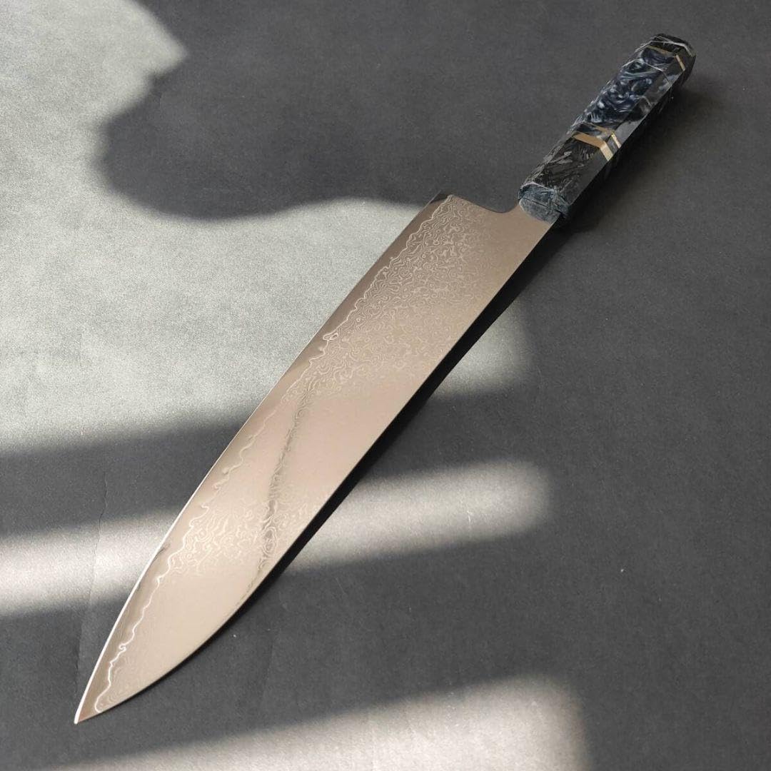 67層鏡面ダマスカスV金10号和牛刀240mm モダンマーブルレジン銀巻柄 67層鏡面ダマスカスV金10号和牛刀240mm モダンマーブルレジン銀巻柄