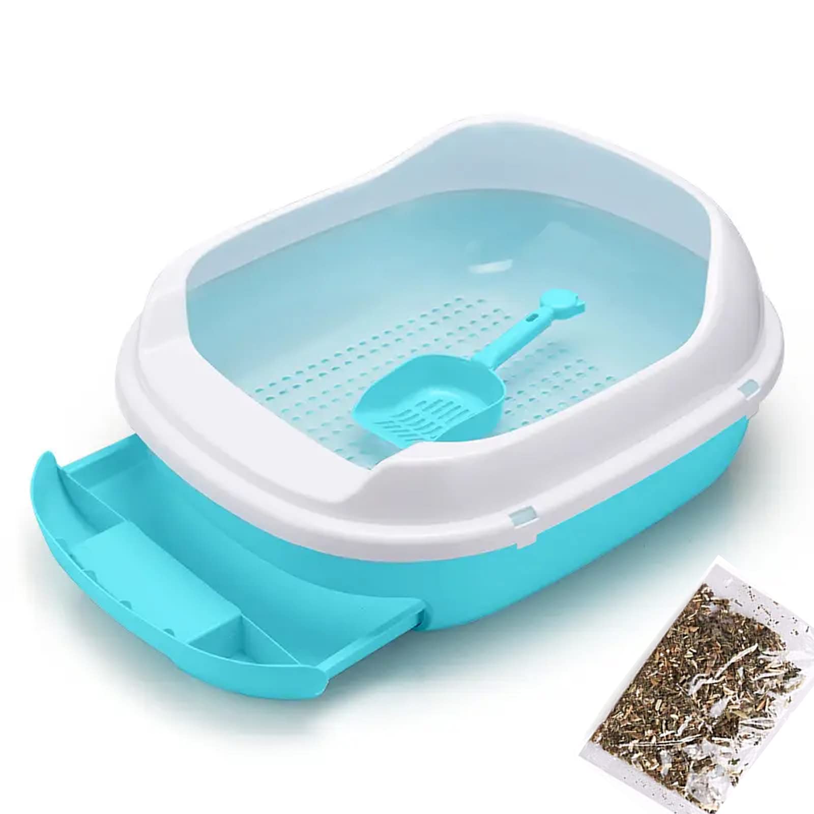 Emily Pets Cat Litter Box Pet Cat Toilet I Semi-Enclosed Litter Box I High Fence I Detachable Tray Outdoor or Indoor Dog Potty,Free Catnip and Free Spoon(Pack of 3) (B091Q5XMLF) Amazon Price History, Amazon Price Tracker