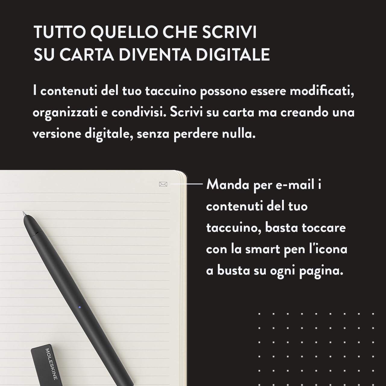 Moleskine Smart Writing Set, Smart Notebook con Smart Pen Inclusa, Taccuino Moleskine Smart, Taccuino Digitale con Pagine a Righe, Nero, Formato Large 13x21 cm