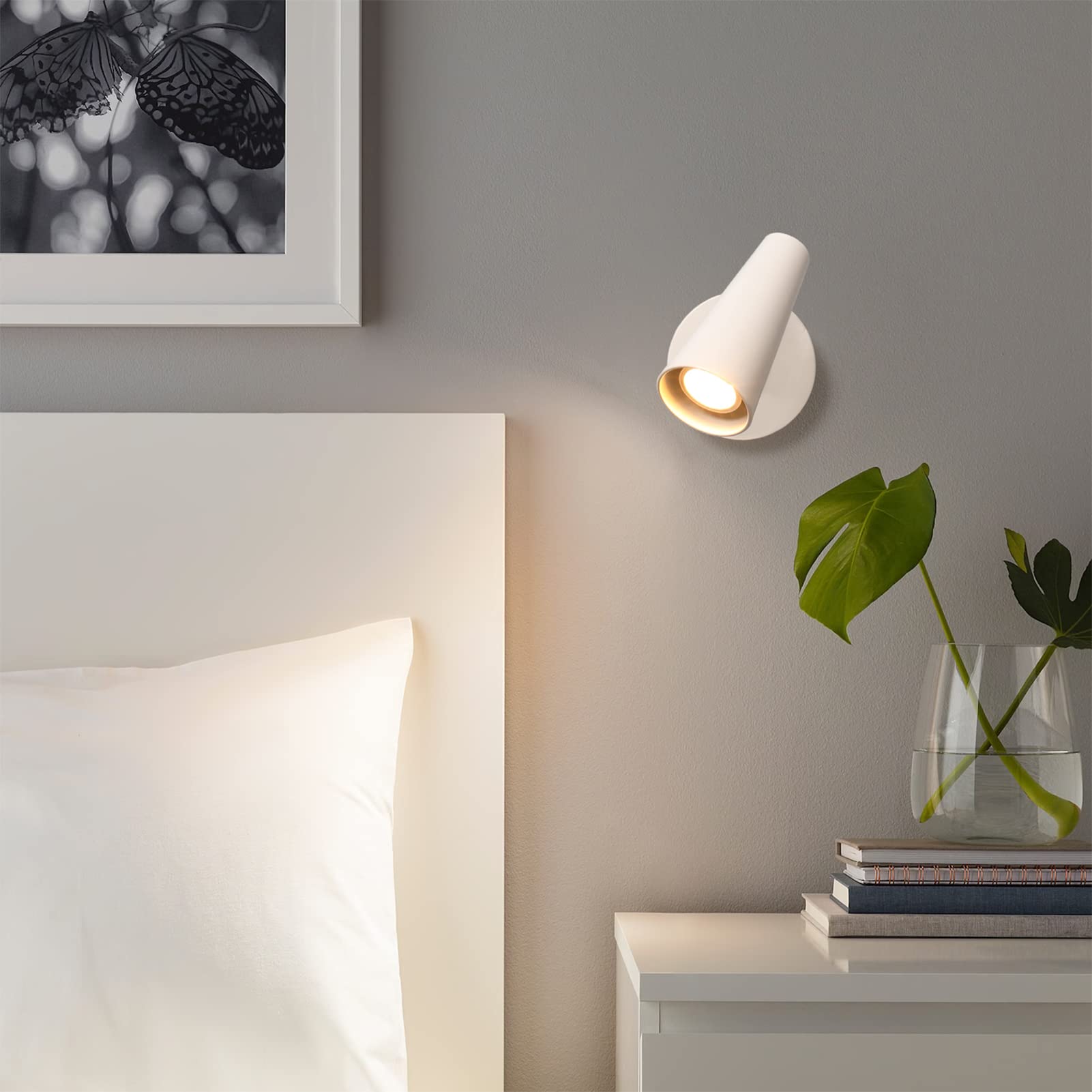 DAWALIGHT GU10 Wandleuchte Weiß Innen Wandlampe Drehbar LED 5W 3000K Warmweiß Dimmbare Wandleuchte mit Schalter für Lesen Wohnzimmer Schlafzimmer Küche Nachttisch, Aluminium