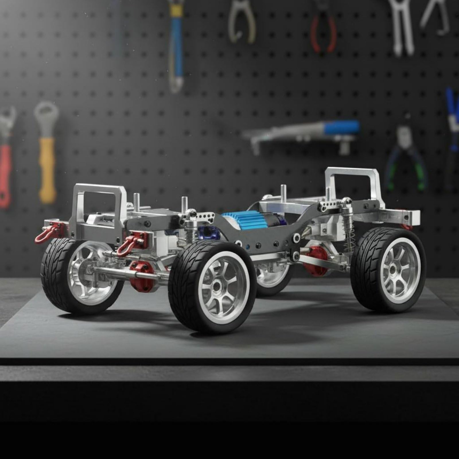 predolo Chasis de Metal para Coche RC 1/12 Fácil Instalación Estructura de Coche Todoterreno RC Preensamblado para Modelistas, Negro