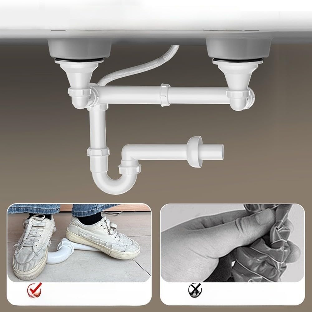 U Bend Edelstahl-Abflussrohr für Küchenspüle mit Wasserdichtungstechnologie, um Geruch zu reduzieren und Platz zu sparen (114/304)
