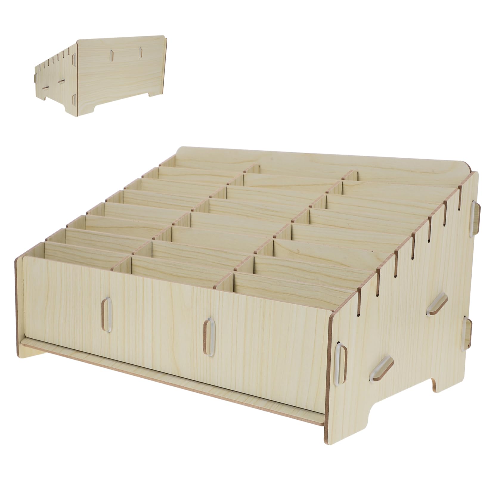 Cabilock Caja de Almacenamiento para Teléfono Celular Soporte de Madera para Escritorio Diseño de Múltiples Rejillas para Organización en Oficina o Aula