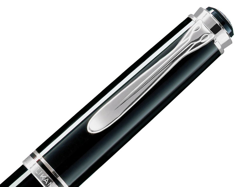 Pelikan Füllhalter Souverän 405, Schwarz, Feder B (breit), hochwertiger Kolbenfüller im Geschenk-Etui, 924381