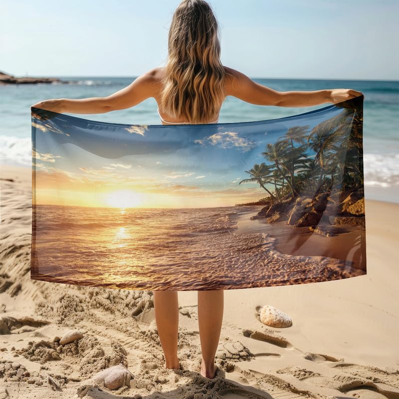 MDKLXIDF Toalla Playa Playa Toallas de Playa en Microfibra Grande para Adultos, Toallas Baño Grandes Ligera y de Secado Rápido (Piscina,Gimnasio y Deportes) - 150x200 cm