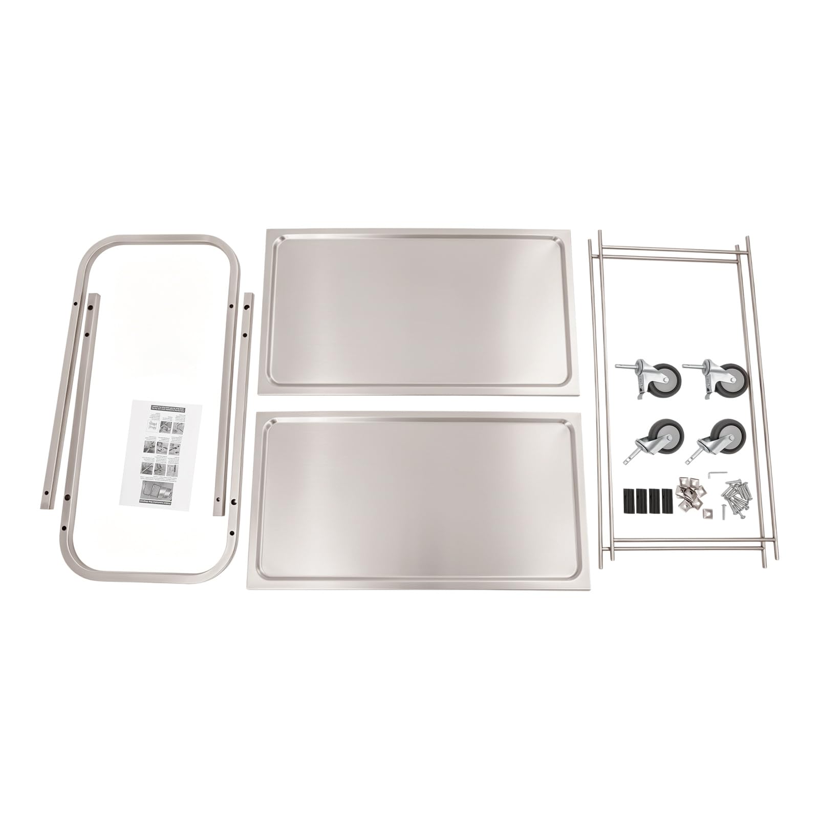 Carrito de cocina de acero inoxidable con 2 niveles para cocina, restaurante | Carrito de cocina con barandilla elevada para cocina, hotel, restaurante y catering