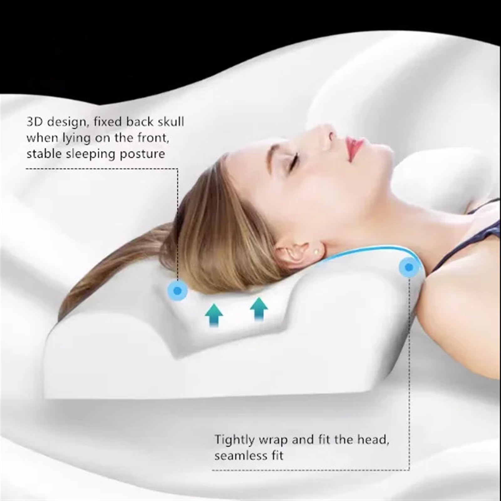 Almohada De Espuma Con Memoria Almohada de espuma viscoelástica, almohada de belleza 3D for dormir de lado, no presiona la cara, almohada cervical, almohadas faciales antiarrugas, ayuda a dormir, espu