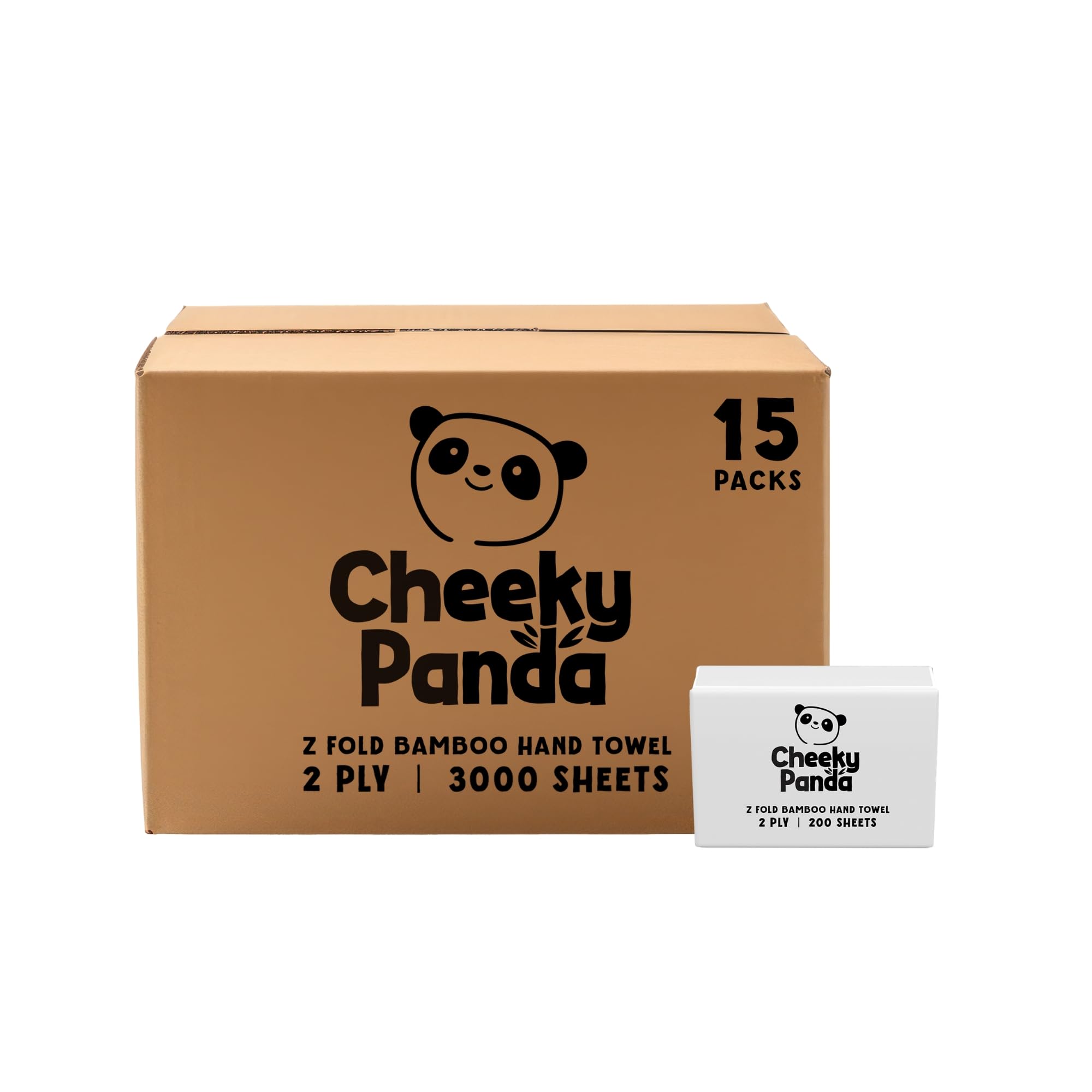 The Cheeky Panda Professional Z Fold Hand Towels, Plastic-Free, Eco-Friendly, Super Soft, Strong & Sustainable, Bulk Box Of 3000 Sheets
