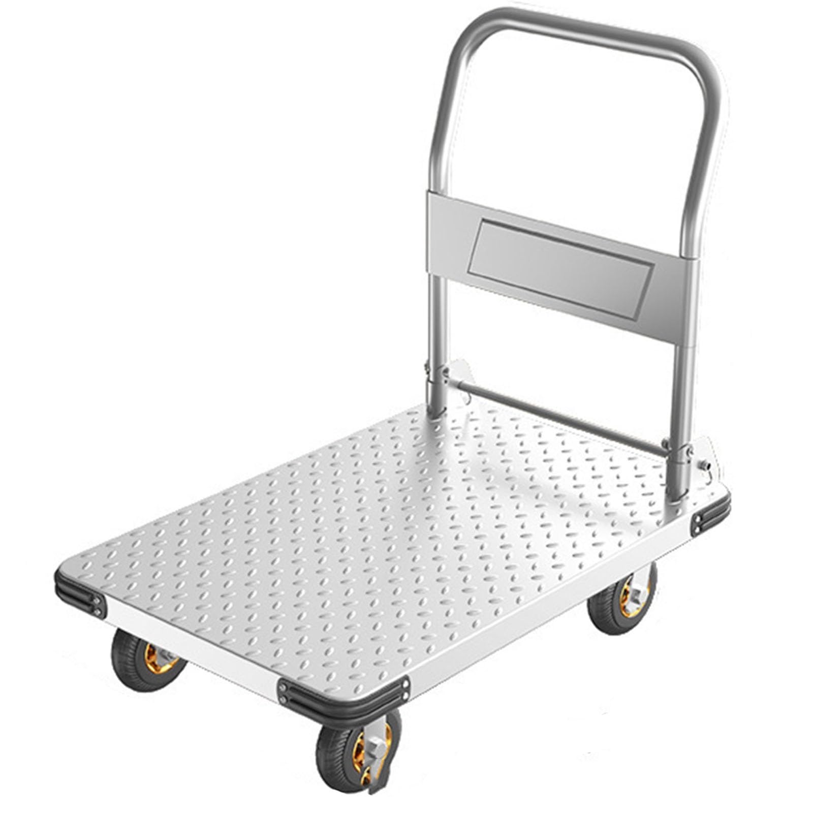 Carrello con Piattaforma Pieghevole Carrello di Spinta capacità 1100 kg Carrello di Trasporto Carrello con Ruote Carrello A Mano Mobile A Base Piatta Mobile Resistente in Acciaio(90X60cm)