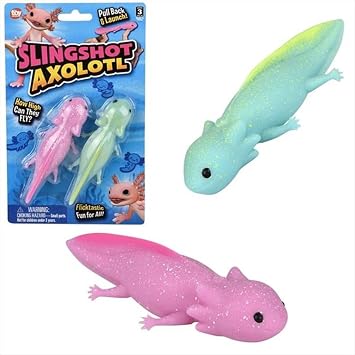 HAPPY DEALS  Axolotl Flings Slingshot | 2 Pack on Blister Card | 4.33 Inch Axolotle Theme Toys