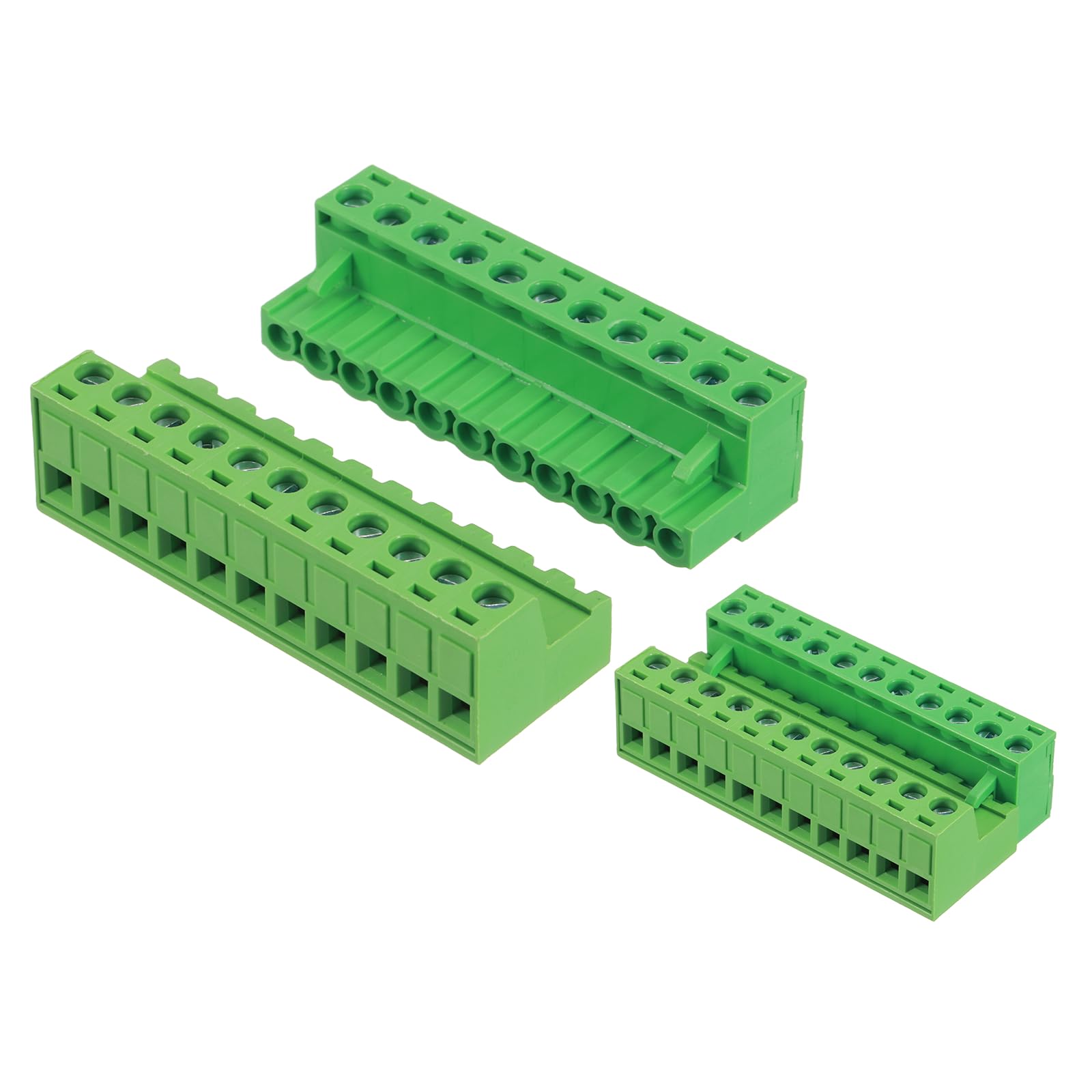 sourcing map 11 Pin 5mm 0.2 Inch Pitch PCB Mount Screw Terminal Block Connector Male Female, Green