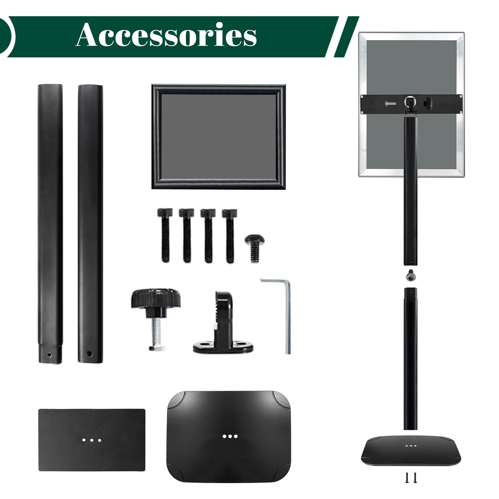 Expositores A3 Soporte de Panel Resistente Base Estable, Negro, Lote de 3