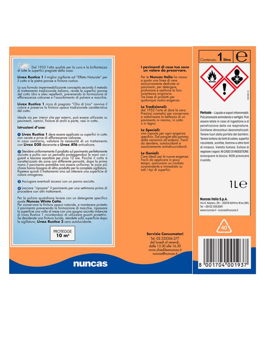 Nuncas Livax Sigillante Rustica 1 - Cotto e Pietre Porose - 1000ml