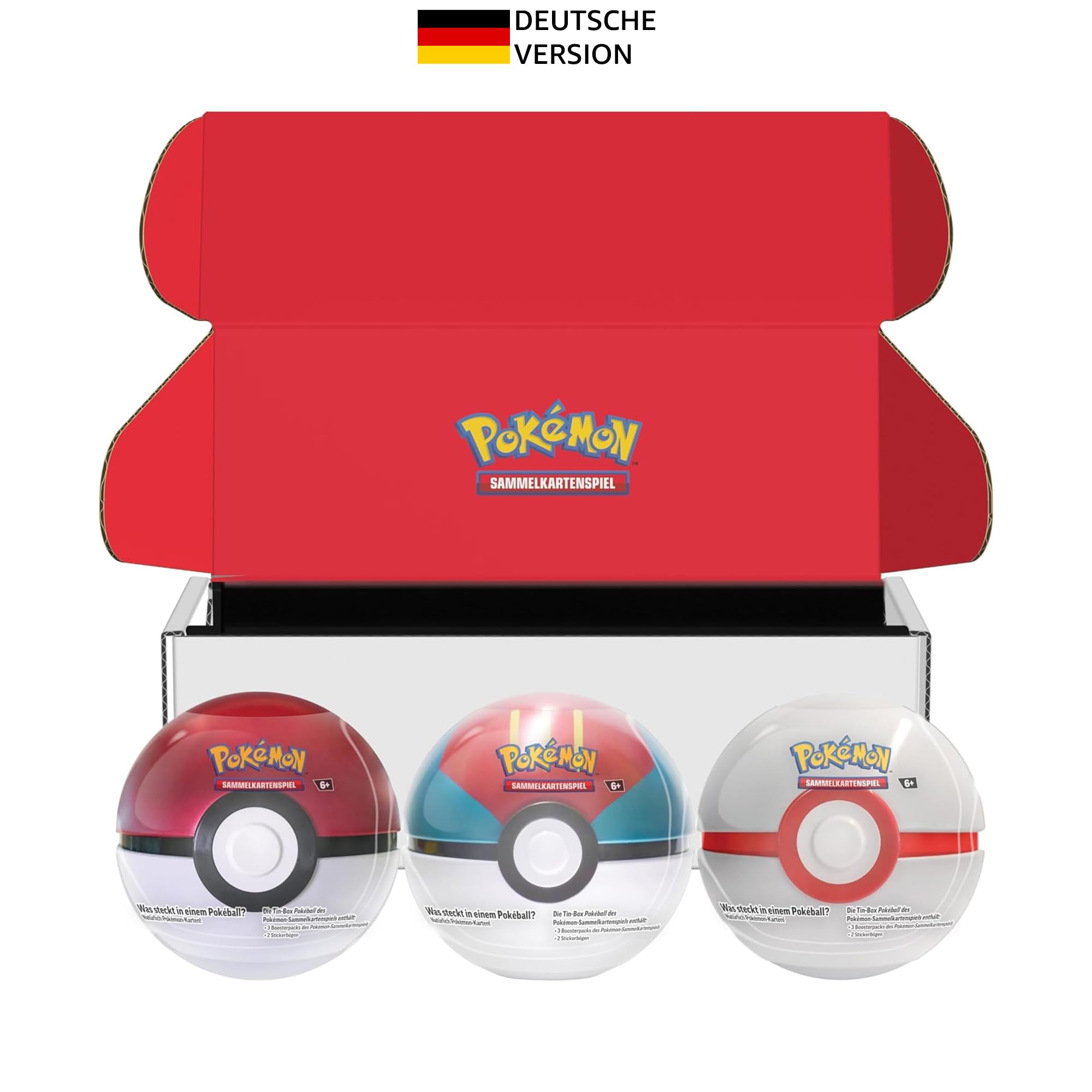 Pokémon - Juego de Cartas coleccionables: Paquete de Caja de hojalata Poké Ball – Poké Ball & Premierball (9 Paquetes de Refuerzo del Juego de Cartas coleccionables Pokémon, 7 Hojas de Pegatinas)