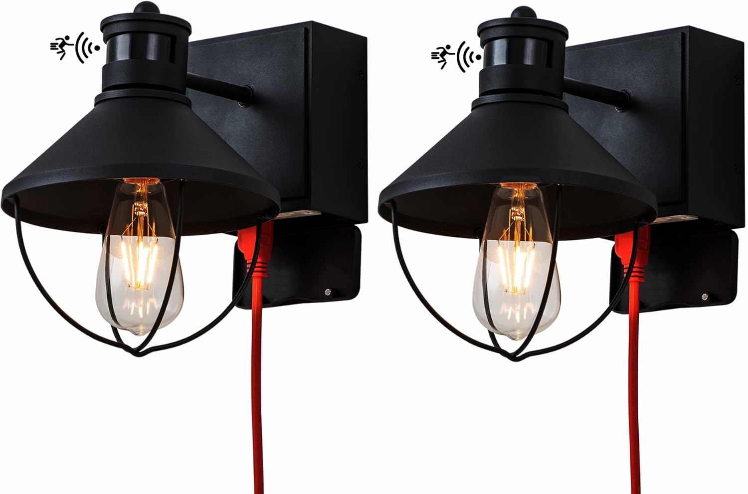 OUPAVOCS Outdoor Lights with GFCI Outlet, 3 Modes Motion Sensor