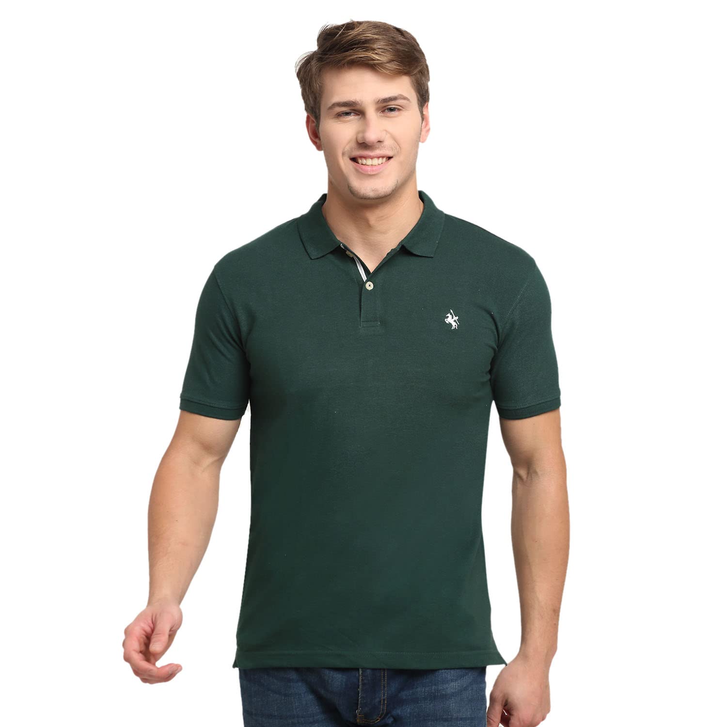 cantabil Men's Cotton Blend Solid Polo Neck T-Shirt (Regular Fit)-picture-12