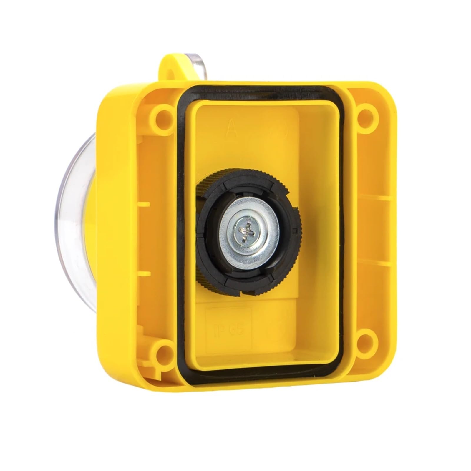 Interruptor pulsador de parada de emergencia con cabezal de hongo rojo, 10 A, for ascensores, con enclavamiento y bloqueo automático con cubierta protectora.