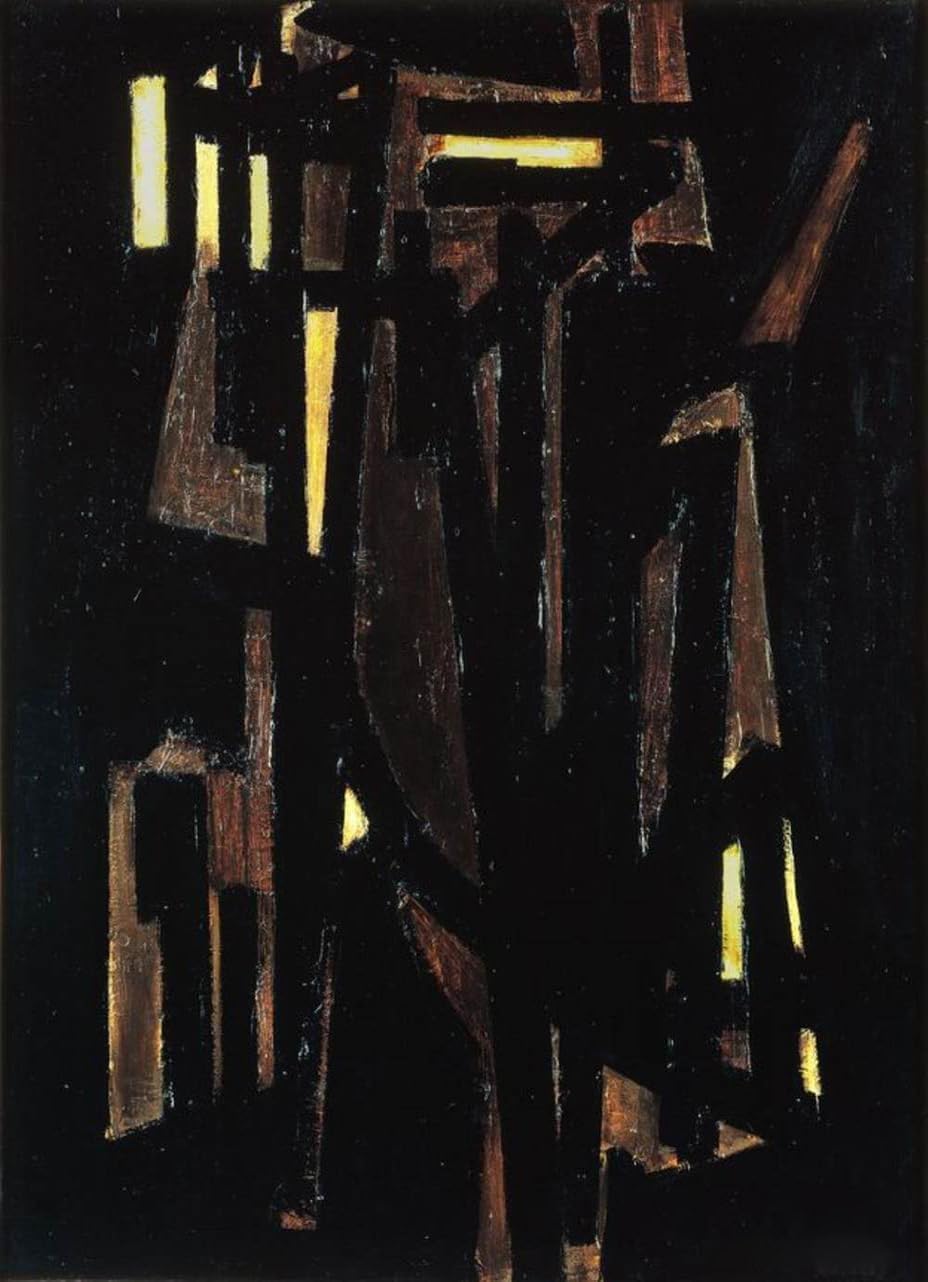 Waeta Rnvzx Pierre Soulages Abstract Canvas Wall Art for Living Room, 50x70cm, Unframed