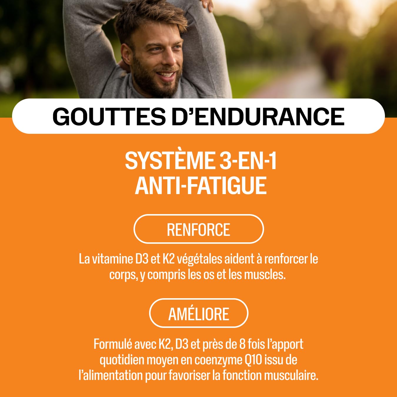 Vimergy Brain Body Recharge* – avec vitamine D3, K2 et CoQ10 – Renforce les muscles et les os – Protège contre les radicaux libres – Végane et sans gluten – 55 mL