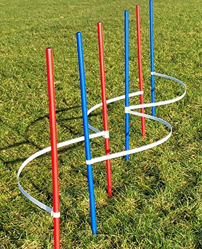 Wuzzmann Agility - Slalom - AUSBILDUNGSSET MIT 4 SLALOMBÖGEN/TRAININGSBÖGEN + 6 SLALOMSTANGEN ROT/BLAU