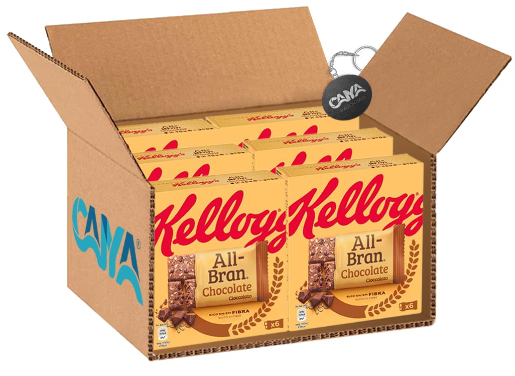 6X All Bran Chocolate Barrette di Cereali Ricche di Fibre con Gocce di Cioccolato 240g [CAIYA® BOX da 6 Confezioni]