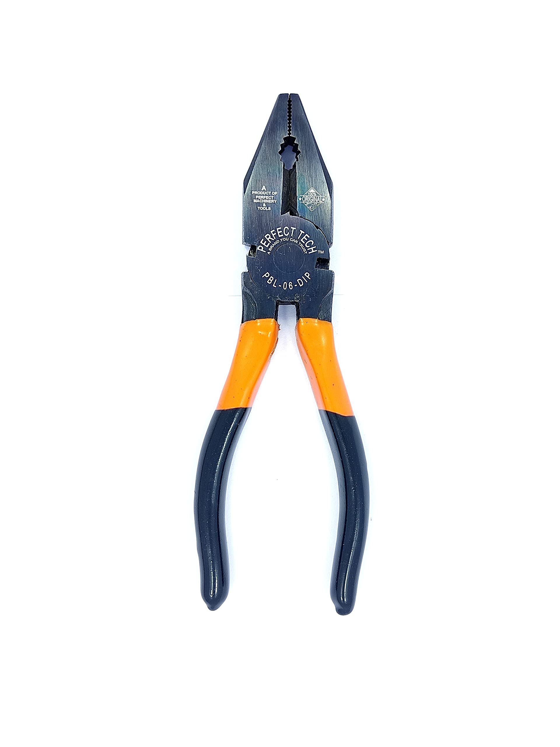 PERFECT TECH Double Dip Combination Cutting Plier 6 Inch | Duplex Finishing Sleeves | Anti-Rust Properties For Gripping | Carbon Steel Insulated Lineman Plier | Industrial & Plumber Hand Tools