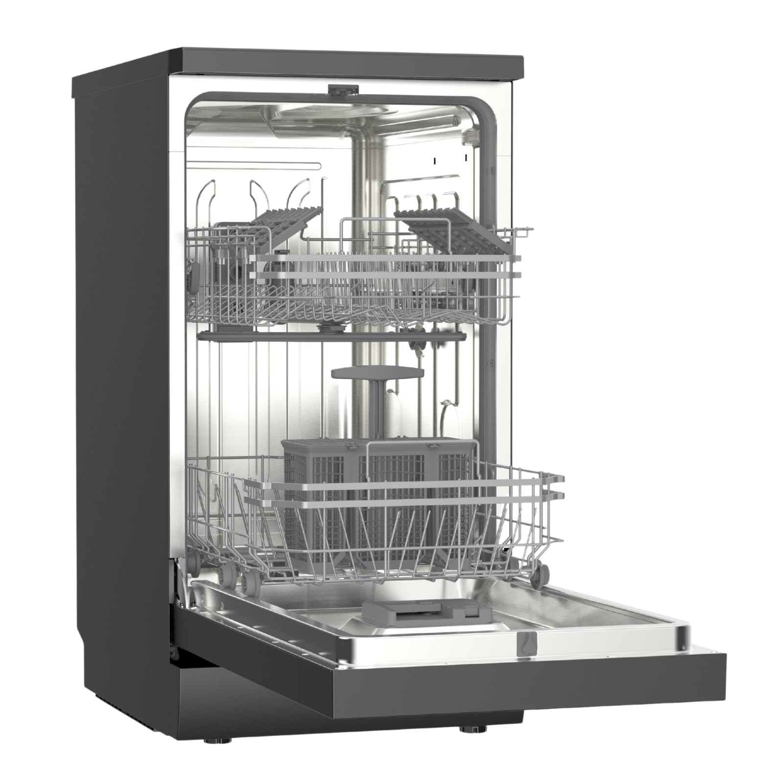 SIA SFSD459BL Freestanding Dishwasher, Slimline 45cm Width, 9 Place Settings, Delay Start, 4 Programs, 29 Minute Quick Wash, Black — view 4