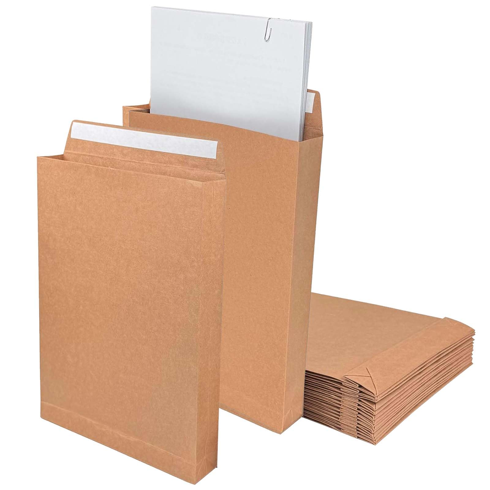 15 Pcs Expandable Self Seal Brown Kraft Manilla Envelopes 238x335x40mm