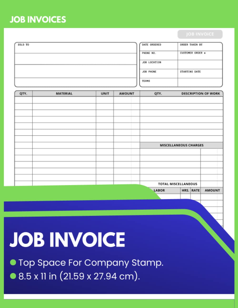 Amazon.com: Job Invoice Forms: Work Invoice Book with Materials List ...
