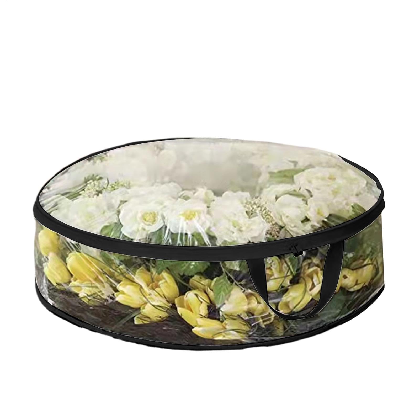 Wreath Storage Container, Wreath Storage Bag, Clear Container Bag for Wreath, Dustproof Garland Storage Containers with Handle for Seasonal Storage
