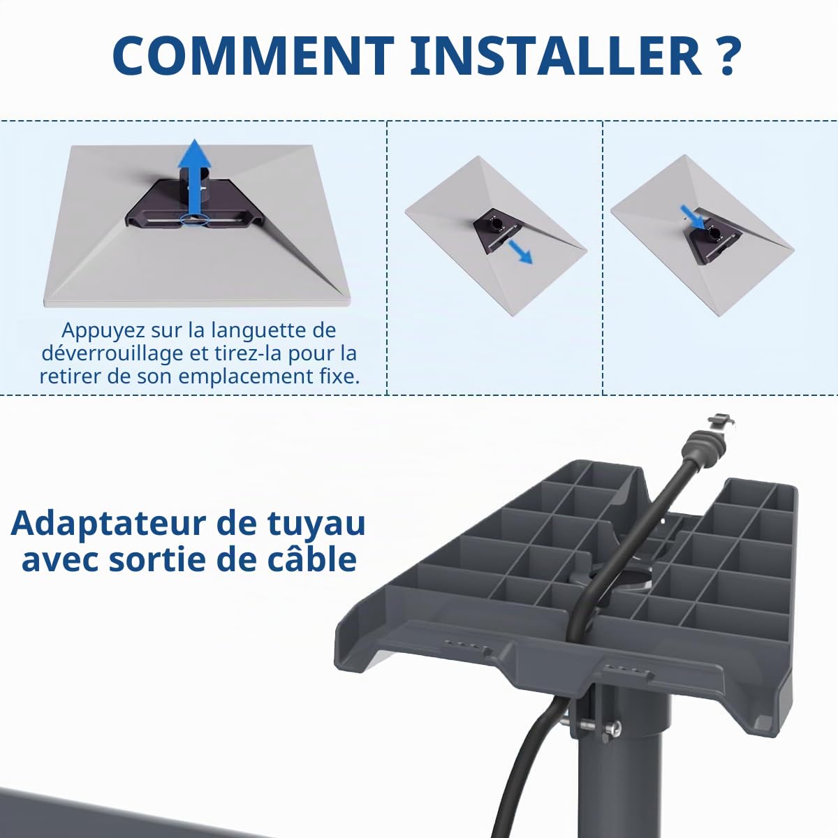 Support Mural Compatible avec Starlink Gen 3, Support V3 Adaptateur de Montage sur Poteau Long