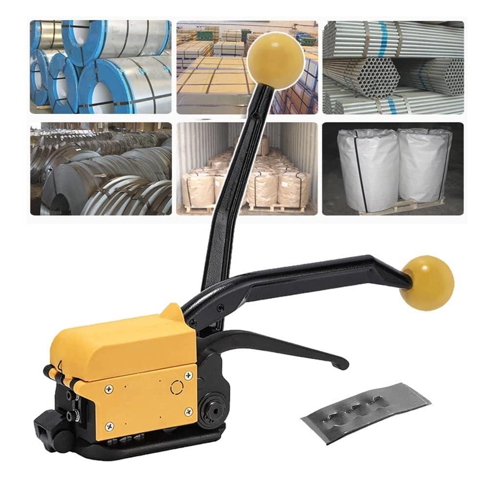 TIANQIHAO A333 Steel Strapping Tools Machine, Manual Buckle-Free Strapping Tensioner Cutter,Handheld Sealless Metal Banding Tool For 13-19Mm Width Steel Straps,Strapping Thickness: