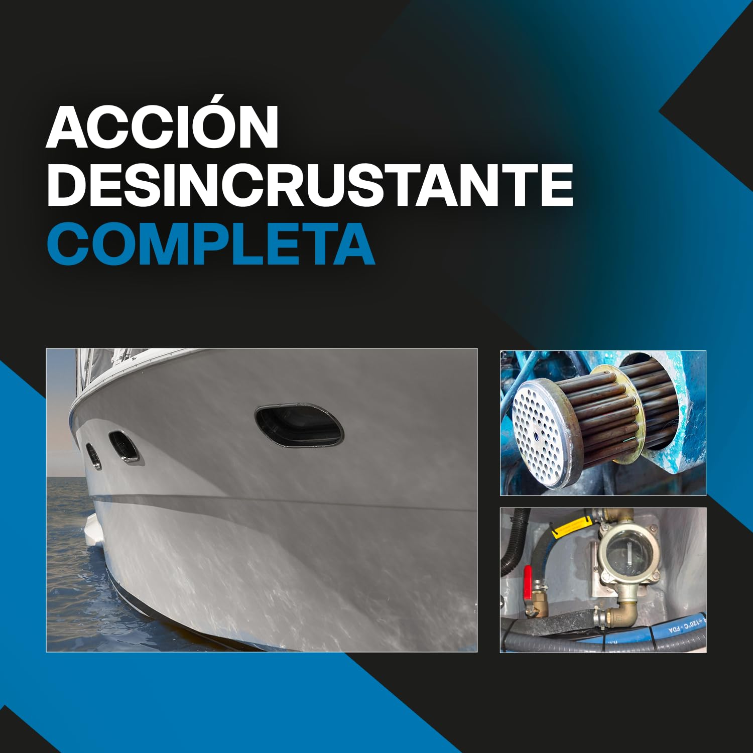 ERRECOM SEA 1100 Descalcificador Marino Concentrado – Elimina Incrustaciones Marinas, Cal, Algas y Mejillones Cebra de Intercambiadores de Calor, Motores Marinos, Tomas de Mar, Bombas y Cascos, 5 L | Desincrustante para eliminar los círculos