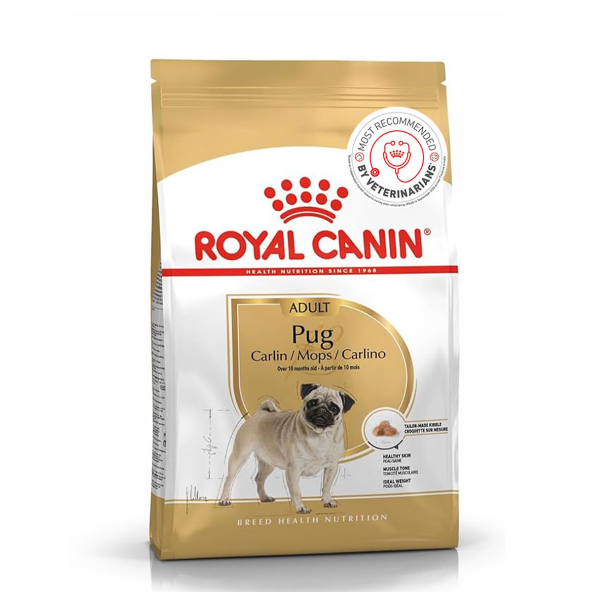 Royal Canin Pug Puppy Food, 3 Kg, Dry Food, Supports Healthy Muscle Tone & Healthy Skin, Promotes Ideal Weight