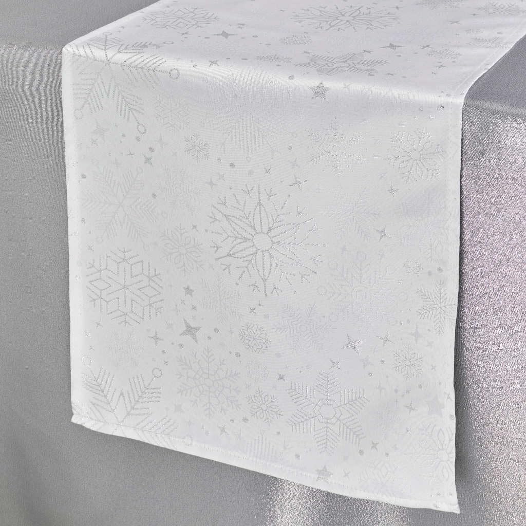 Walton Silver Snowflake Table Runner 40Cm X 220Cm By & Co