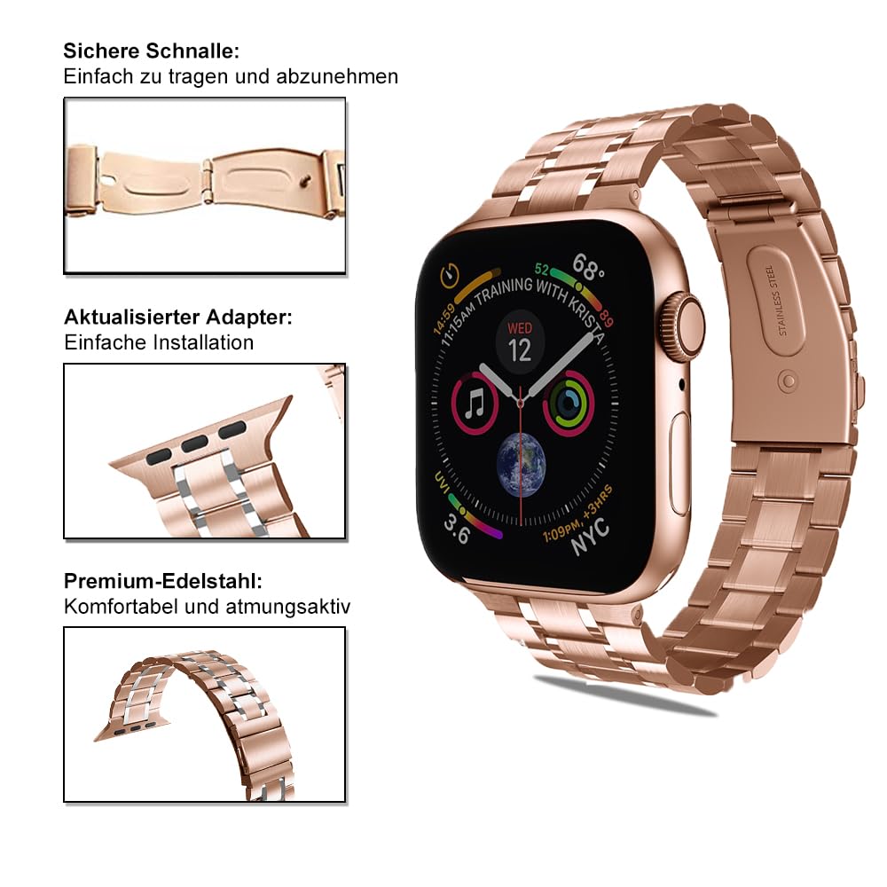chuangshiji Metal Strap Compatible with Apple Watch Strap Series 9 8 7 6 5 4 3 2 1 SE - Image 4