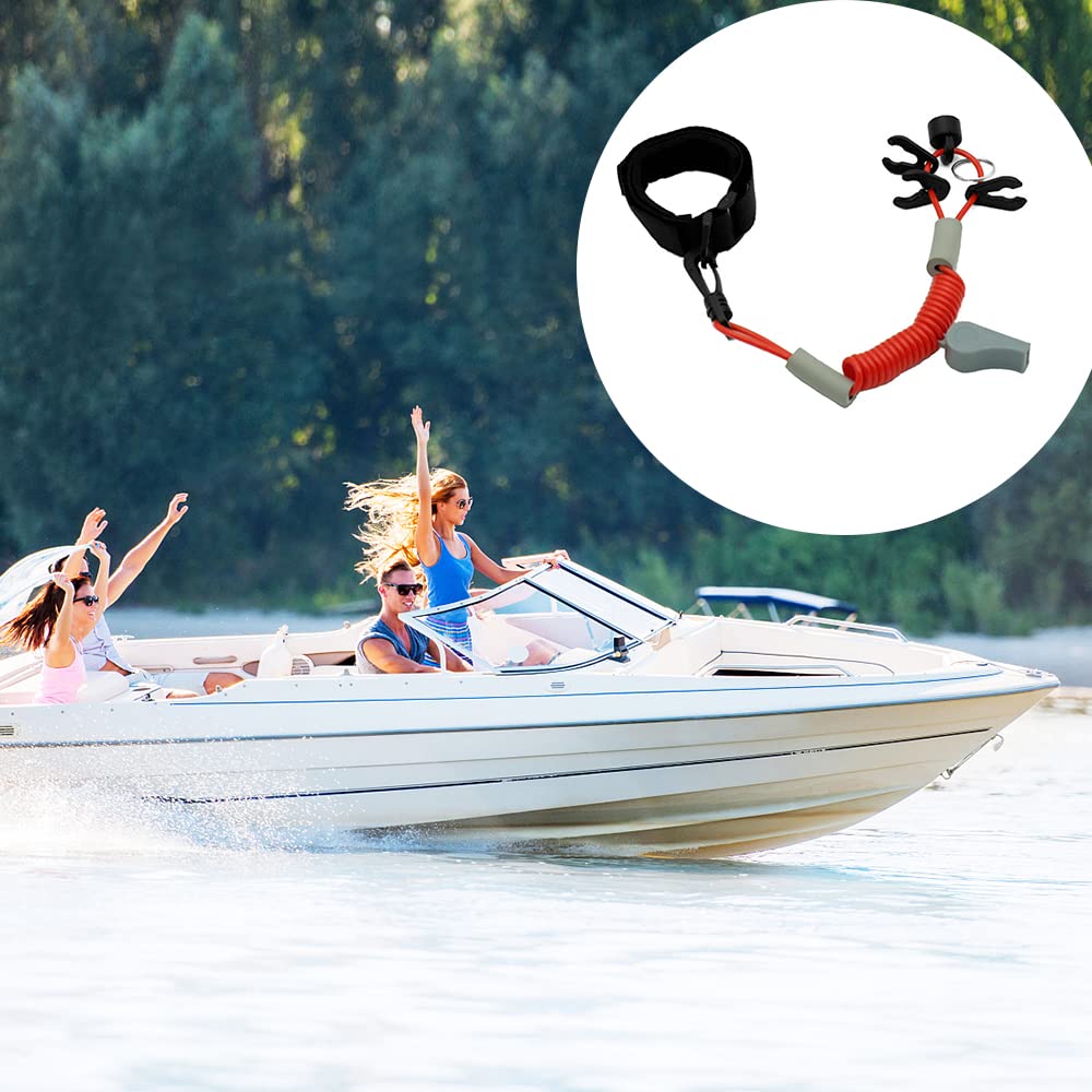 Lixada Notstoppschalter-Schlüsselseil-Sicherheitsleine für Außenbordboote Notstoppschalter-Schlüsselseil-Set für Motorboote