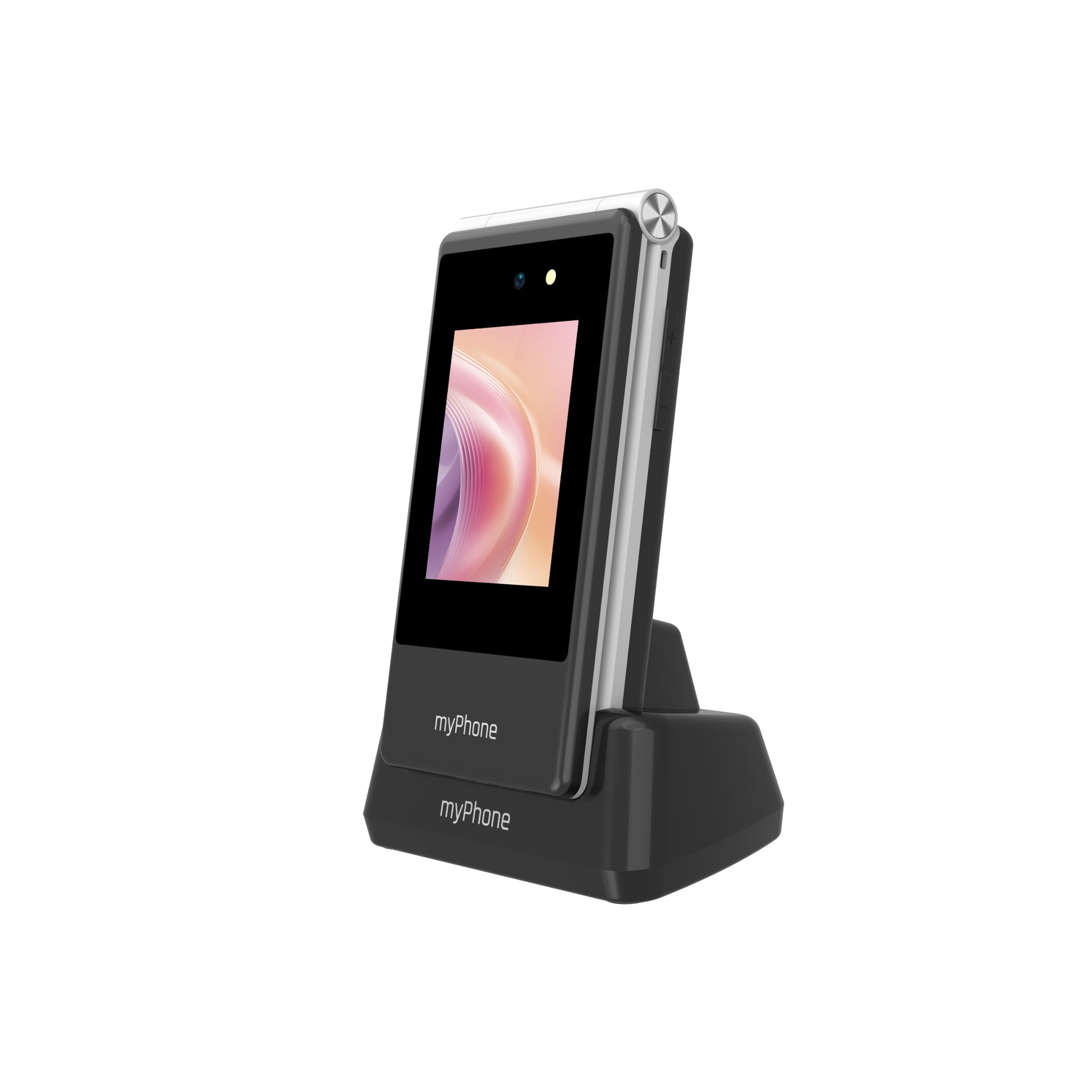 myPhone Tango 2 LTE telefono a conchiglia per anziani senza abbonamento, cellulare 4G con doppio display, tasti grandi, base di ricarica, tasto SOS, Dual SIM