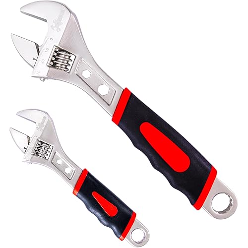 Navegando Adjustable Wrench, 2-piece Wrench Set with Ergonomic Rubber Grip,6-Inch & 10-Inch for Both Professional and DIY Use.