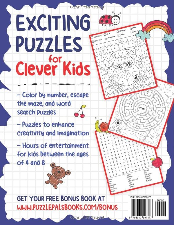 The Activity Book For Clever Kids: 150 Originally Illustrated Mazes, Word Searches, and Color By Numbers 2 61NyMka9OBL